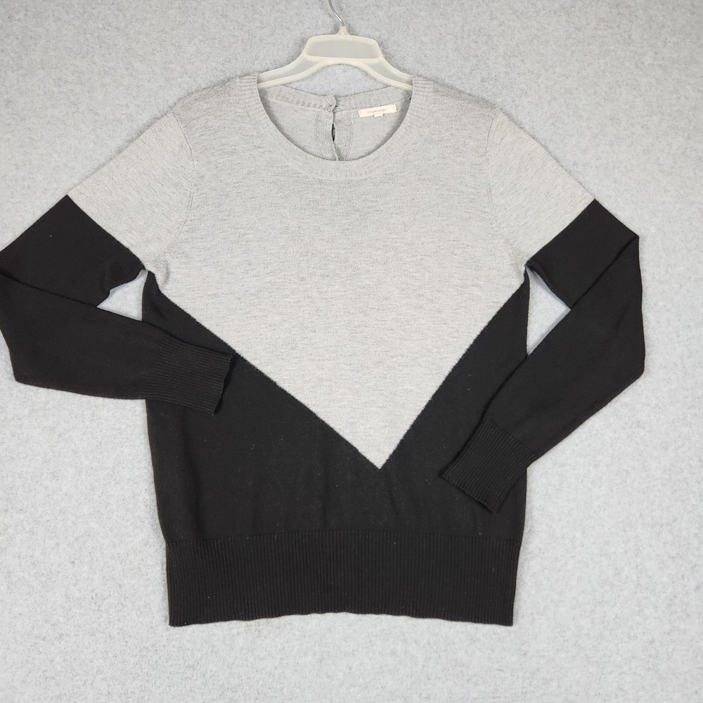 41 Hawthorn Sweater Womens Medium‎ Gray Black Colorblock Wool Blend Button Back